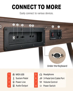 DONNER DDP-80 WALNUT WOOD Pianino cyfrowe + ława EC6634