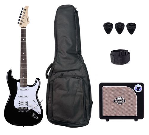 Arrow Tonecaster ST 211 Deep Black Rosewood/White - Zestaw gitarowy