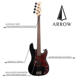 Arrow Session Bass 4 Night Black Rosewood/T-shell - Gitara basowa
