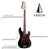 Arrow Session Bass 4 Night Black Rosewood/T-shell - Gitara basowa