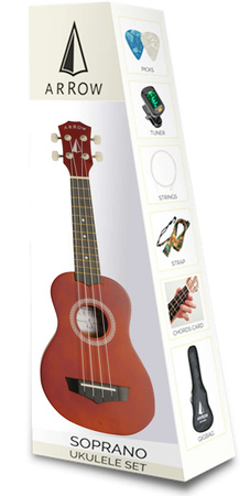 Arrow PB10 NT Soprano Natural Dark - Ukulele sopranowe z zestawem akcesoriów  *SET*