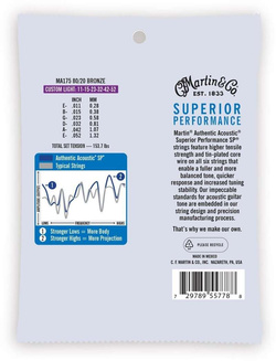 Martin MA175 Authentic CustomLight 80/20 - Struny do gitary akustycznej