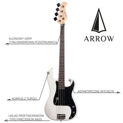 Arrow Session Bass 4 Snow White Rosewood/Black - Gitara basowa
